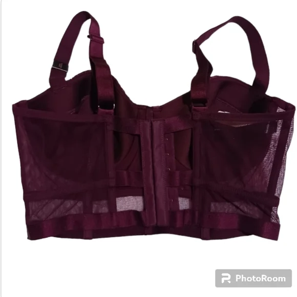 SOLD VS Longline Corset Balconette Bra 36C Very Sexy Burgundy - Picture 6 of 7